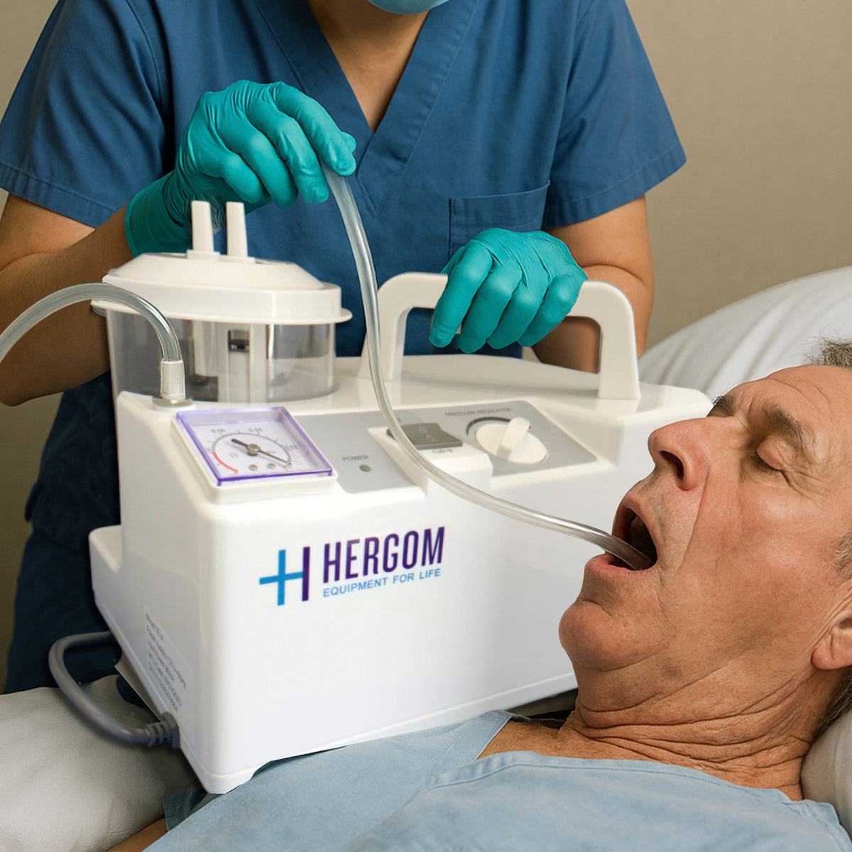 Aspirador de Flemas y Secreciones portátil de 18 L x minuto, Modelo 7E-A | Marca Hergom Aspiradores