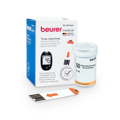 Tiras reactivas bote con 50 para glucómetro GL44 Marca Beurer