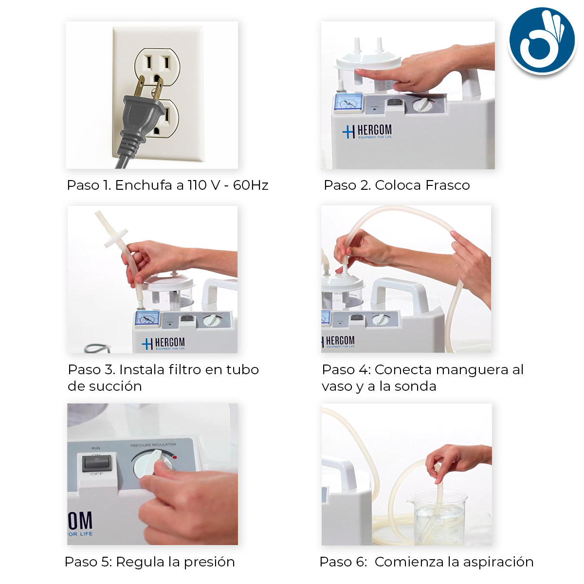 Aspirador de Flemas y Secreciones portátil de 18 L x minuto, Modelo 7E-A | Marca Hergom Aspiradores