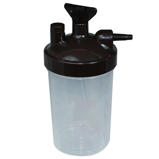 Vaso humidificador para concentrador y tanque de oxígeno, transparente y resistente a impactos CON ADAPTADOR- Marca Handy