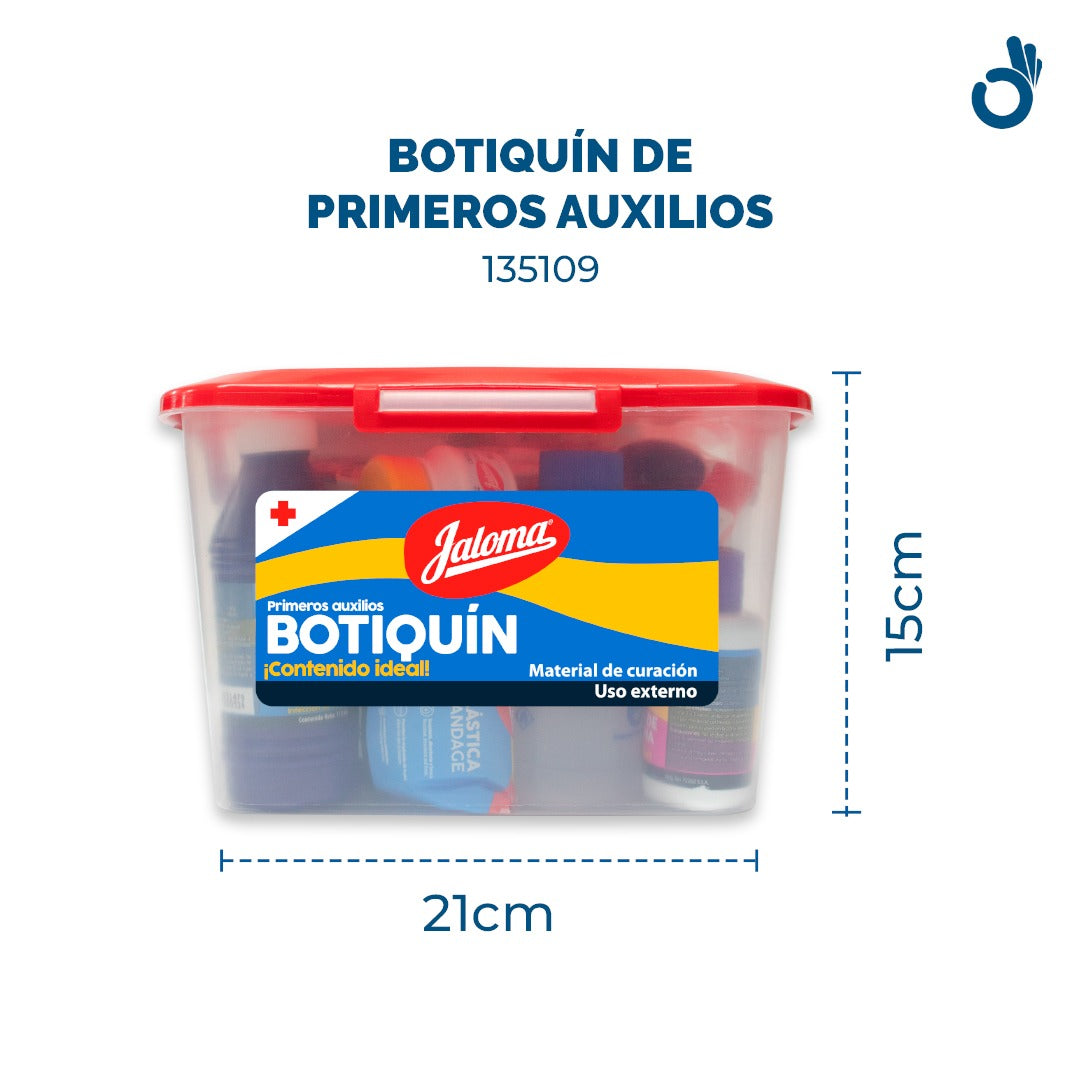 Botiquín de Primeros Auxilios con Caja Plástica Reutilizable Jaloma | Completo y Listo para Emergencias