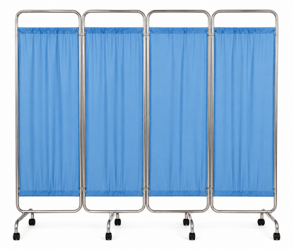 Biombo Separador De Ambientes Plegable y Portatil de 4 Hojas de Acero Inoxidable y Cortina PVC Impermeable para Sala Dormitorio Estudio 200 cm x 180 cm