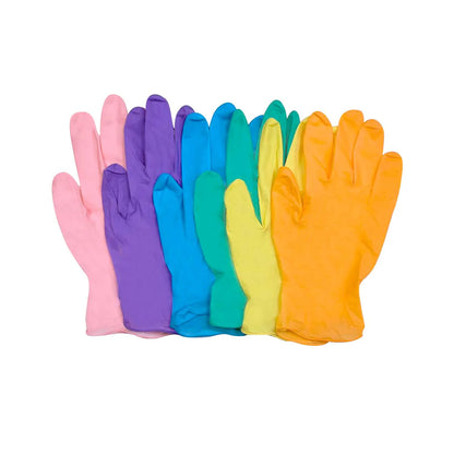 Guante De Látex Ambiderm Colorfull Talla Mediano Caja C/100 Pzas