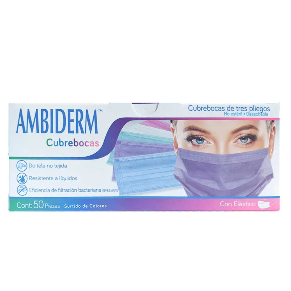 Cubrebocas 3 Pliegos Elástico Color full