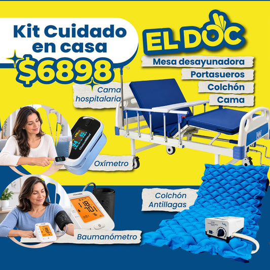 Kit cuidado en casa, Cama + Colchón antillagas + Oximetro+ Medidor de presión, Handy