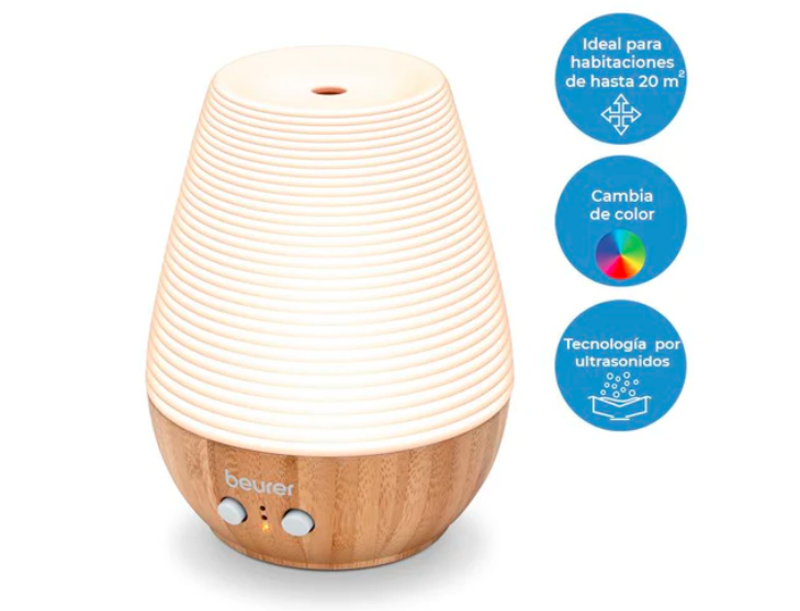 Difusor de Aroma con Luz LED de Bambú y Porcelana / LA40