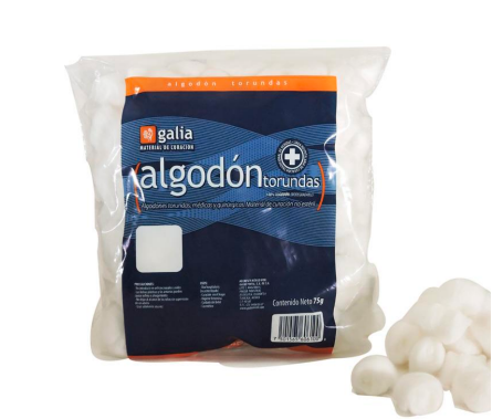 Galia Algodón en Torundas 75 g de Alta Pureza Suave y Absorbente