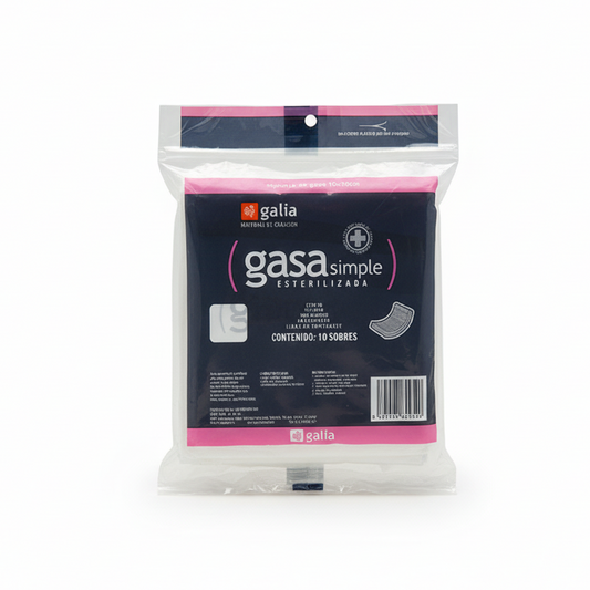 Gasa esterilizada 10 X 10 cm Tipo VII 8 Capas Tejido Plano, bolsa con 10 sobres