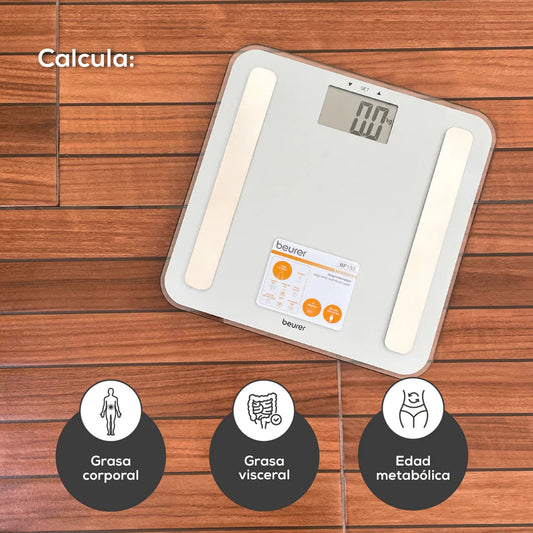 Báscula diagnóstica, análisis de cuerpo completo, edad metabólica y IMC. (BF183)