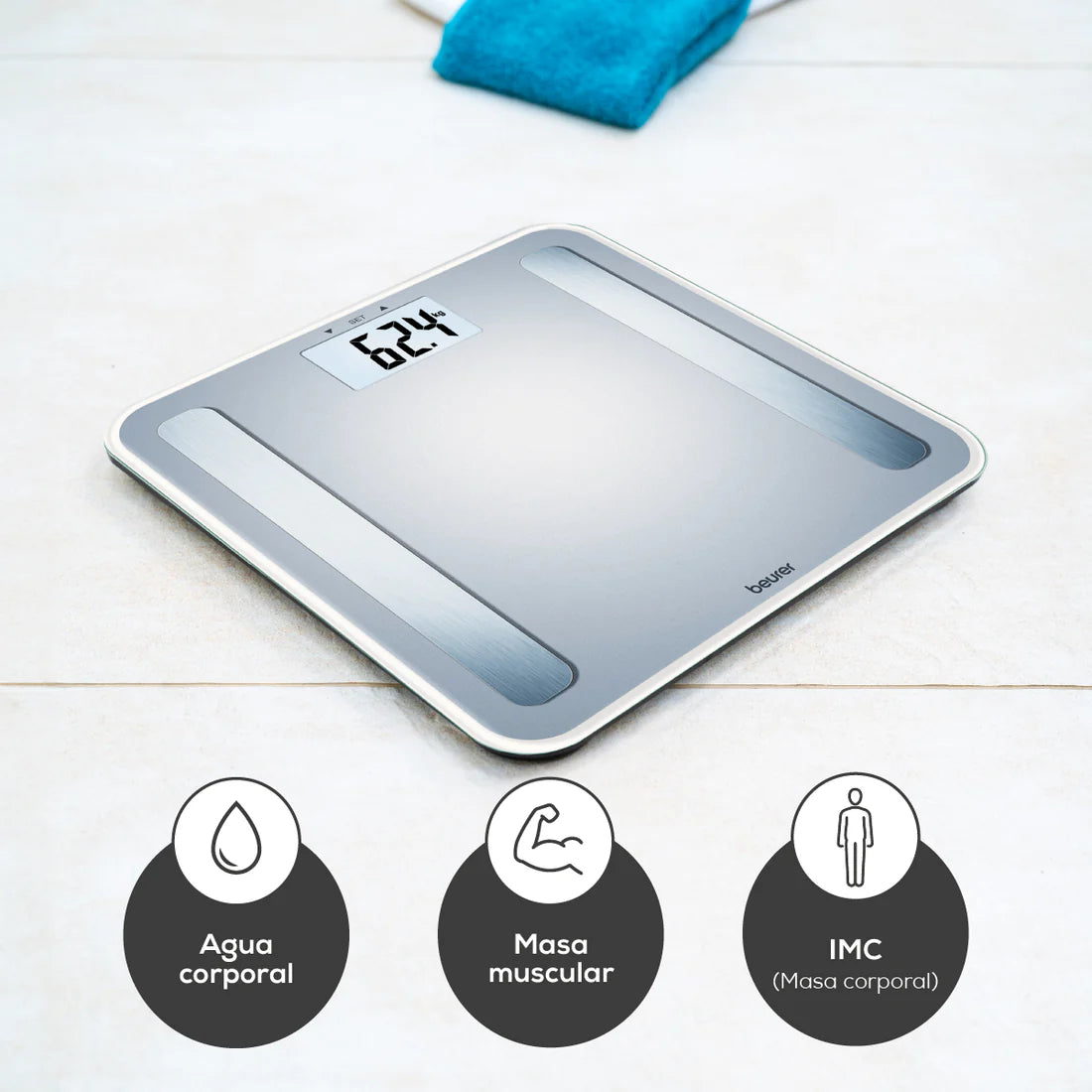 Báscula diagnóstica, análisis de cuerpo completo, edad metabólica y IMC. (BF183)