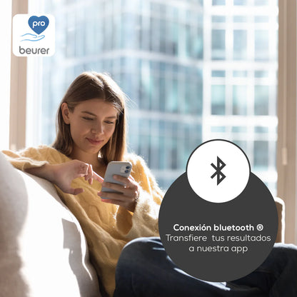 Báscula Bluetooth con Memoria Hasta para 8 Usuarios, Análisis Corporal de Cuerpo Completo, Mide IMC, Grasa, Agua, Masa Muscular, Masa Ósea e Indicación de Calorías BMR / Marca Beurer