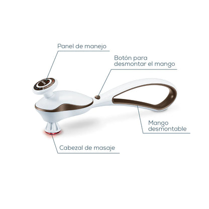Masajeador por golpeteo con 5 niveles de intensidad, Batería de litio de alto rendimiento y 4 cabezas intercambiables Marca Beurer