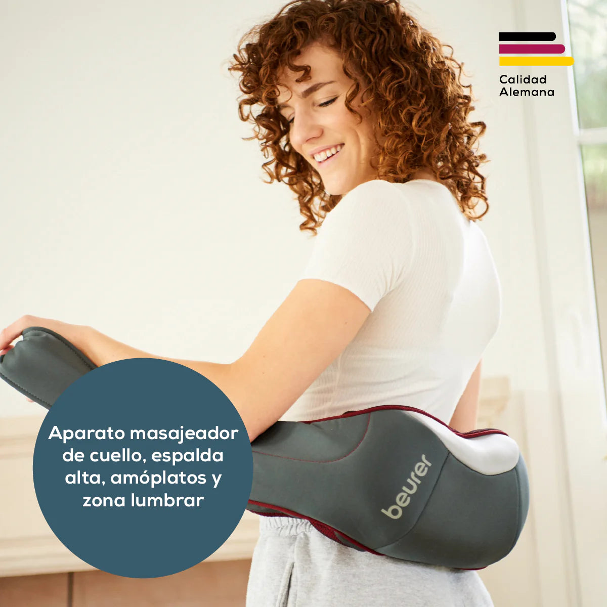 Masajeador Shiatsu 3D con 8 cabezales, 3 niveles de intensidad y funciones de luz y calor Marca Beurer