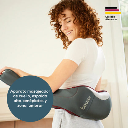 Masajeador Shiatsu 3D con 8 cabezales, 3 niveles de intensidad y funciones de luz y calor Marca Beurer