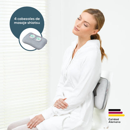 Cojín de Masaje Shiatsu para Espalda, Cuello y Piernas con Función de Calor Relajante y Masaje Profundo | Marca Beurer