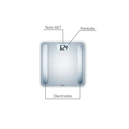 Báscula diagnóstica, análisis de cuerpo completo, edad metabólica y IMC. (BF183)
