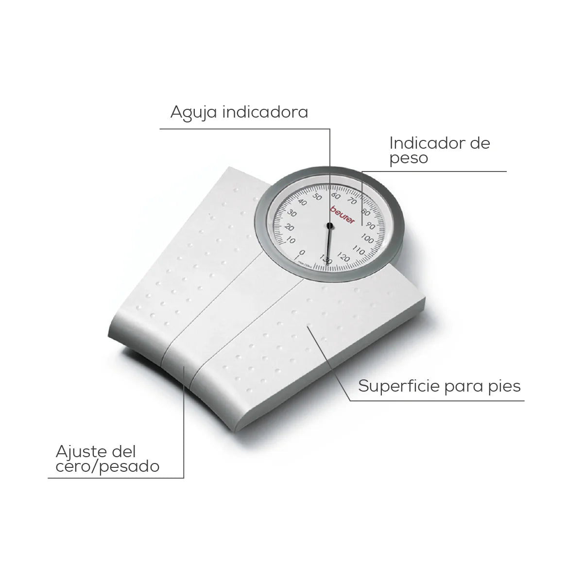 Báscula mecánica de hasta 130 con diseño clásico y superficie antideslizante modelo MS50 Marca Beurer