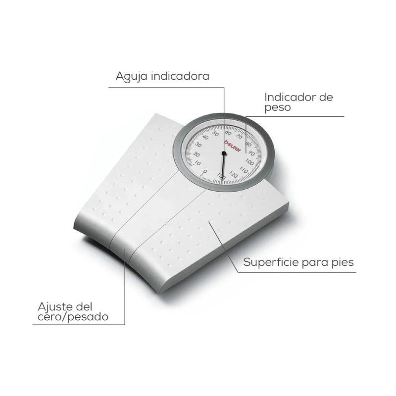 Báscula mecánica de hasta 130 con diseño clásico y superficie antideslizante modelo MS50