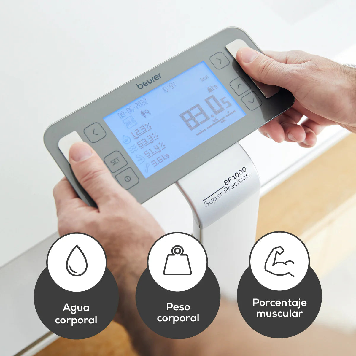 Báscula Diagnóstica BF1000 de Super Precisión con Análisis Segmentado del Cuerpo / Báscula de Bioimpedancia BF1000 Marca Beurer