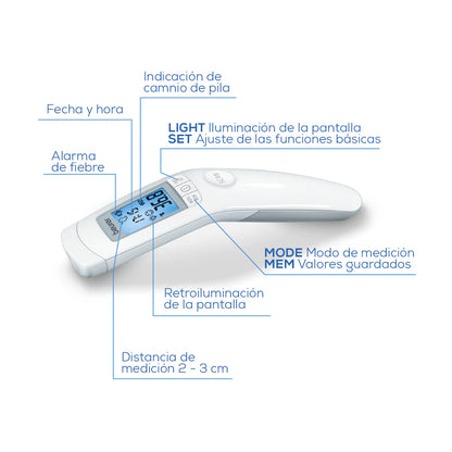 Termómetro digital para uso clínico sin contacto de medición rápida FT90 Marca Beurer