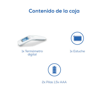 Termómetro digital para uso clínico sin contacto de medición rápida FT90 Marca Beurer
