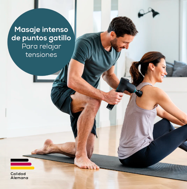 Pistola de masaje, Massage Gun con 5 accesorios, potente masaje de puntos gatillo, relajación de tensiones, masajeador muscular con 9 niveles de intensidad, con batería recargable MG 185