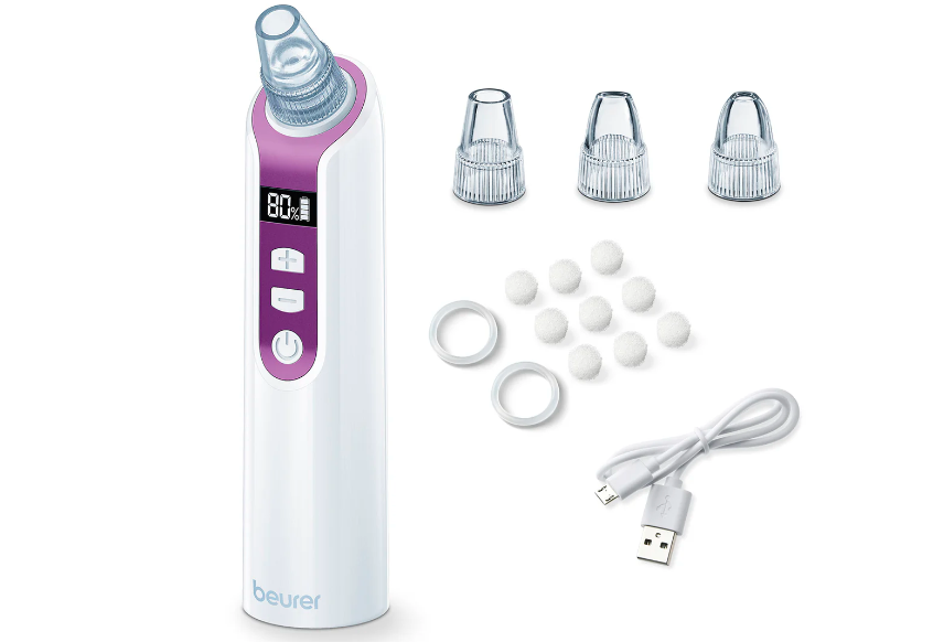 Succionador de espinillas y puntos negros para una limpieza profunda del rostro, recargable y accesorios incluidos FC41 Marca Beurer