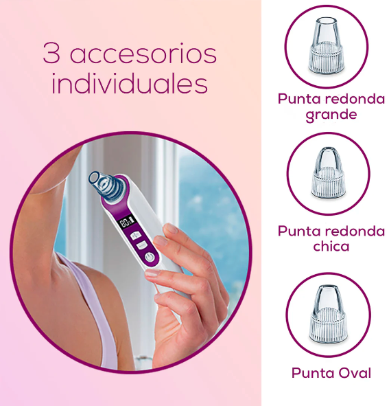 Succionador de Espinillas y Puntos Negros para una Limpieza Profunda del Rostro, Recargable y Accesorios Incluidos / FC41