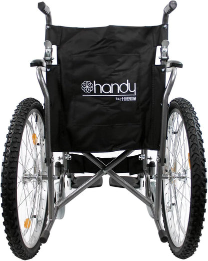 Silla De Ruedas de Acero Todo Terreno Soporta Hasta 110kg y Fácil Transportación y Manejo / S450 Marca Handy