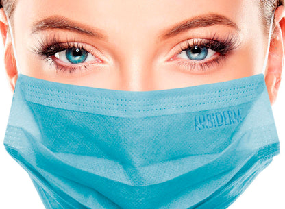 Cubrebocas Adulto Plisado Azul 3 Pliegos Caja con 50 Piezas