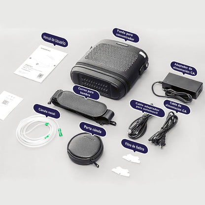 Concentrador de Oxígeno Portátil y Recargable de 3.5 Litros por Minuto - Modelo 7F-7 Marca Handy