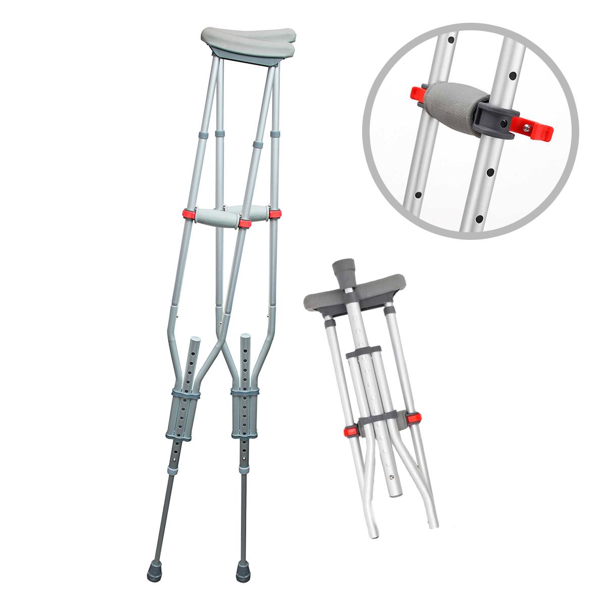 Muletas de aluminio ajustables para niño, joven o adulto, soportan hasta 120 KG por su estructura de alta resistencia Marca Handy