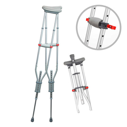Muletas de aluminio ajustables para niño, joven o adulto, soportan hasta 120 KG por su estructura de alta resistencia Marca Handy