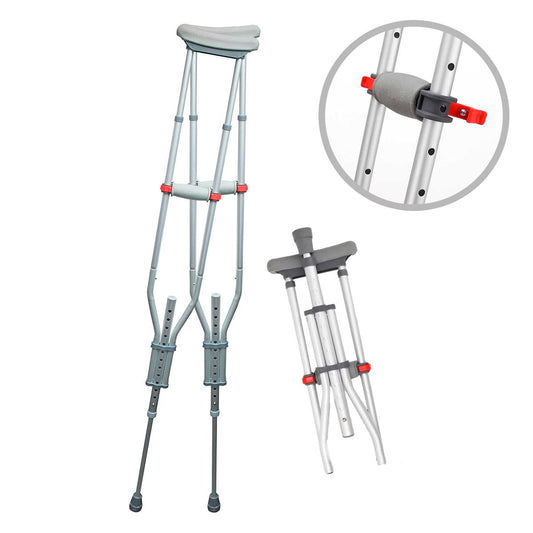 Muletas de aluminio ajustables para niño, joven o adulto, soportan hasta 120 KG por su estructura de alta resistencia Marca Handy